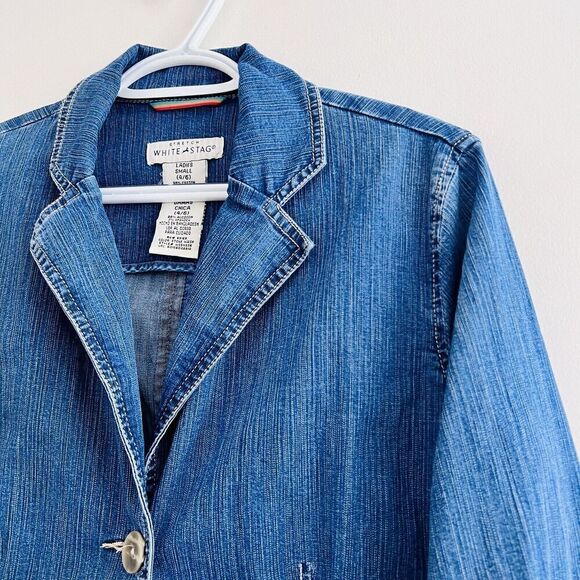 🎉Clearance🎉White Stag Stretch Blue Fitted Denim Stretchy Jean Jacket ~ Size 4 - Picture 6 of 8